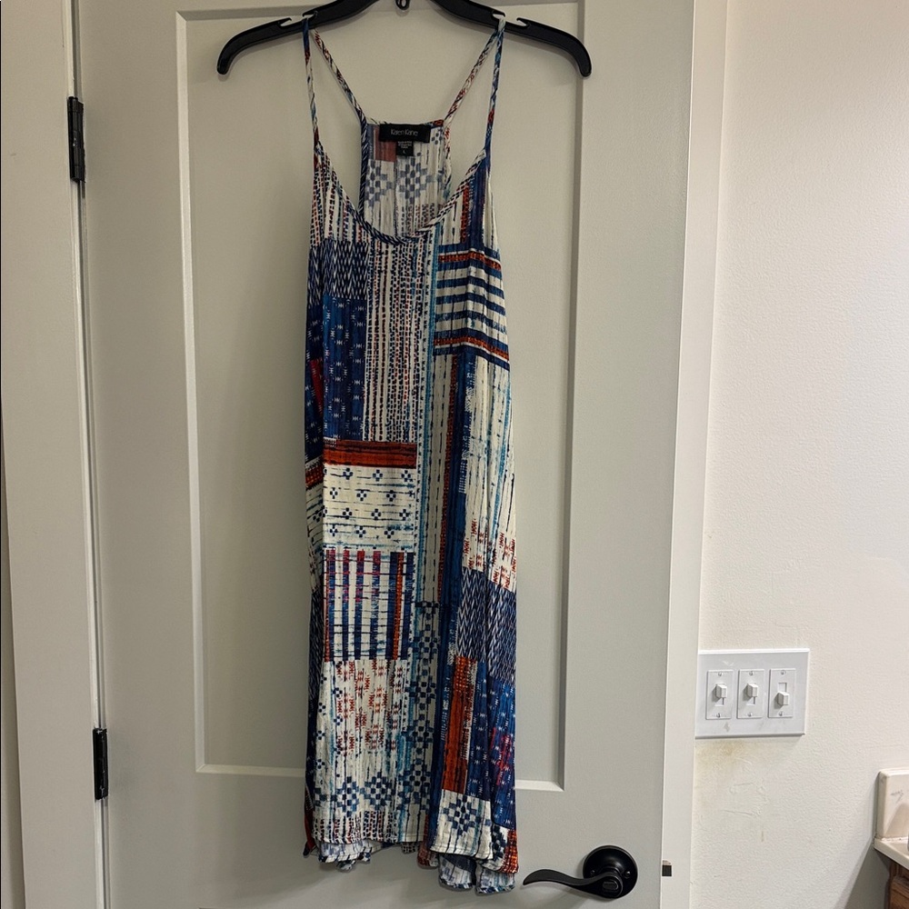 Karen Kane Blue and Red Patchwork Mini Dress